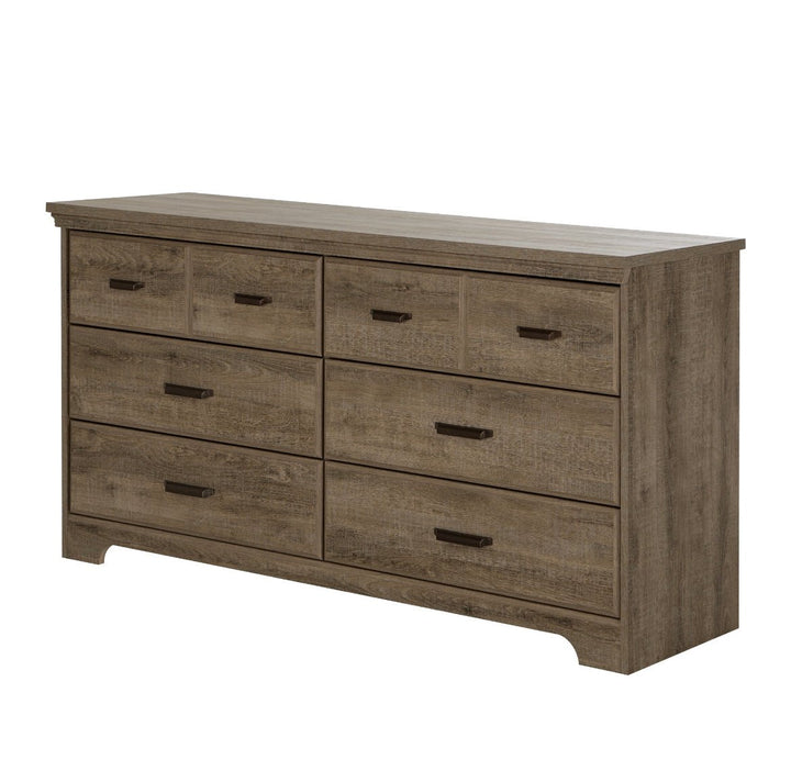Bedroom 6-Drawer Double Dresser Wardrobe Cabinet in Grey Maple Finish