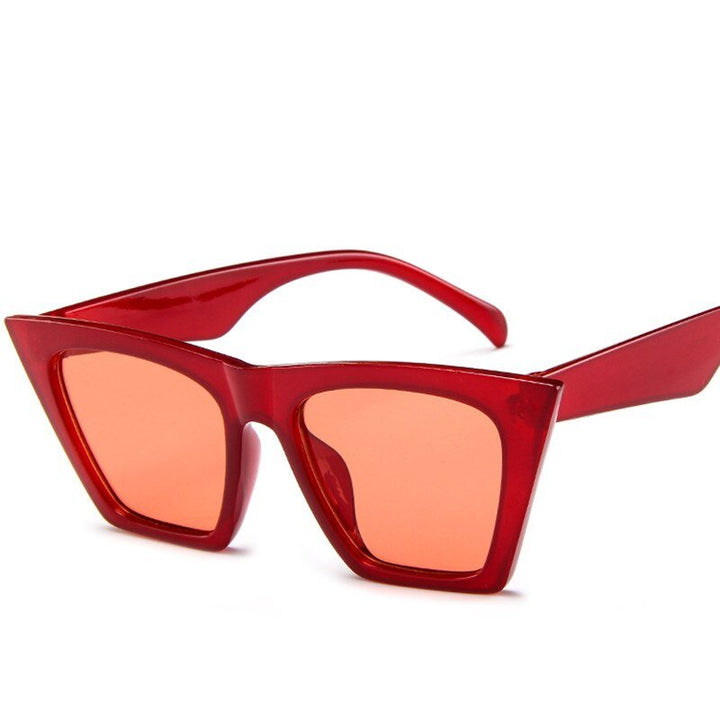 Chic Black Oversized Square Sunglasses for Women – Bold Plastic Frame in Red Leopard and Blue