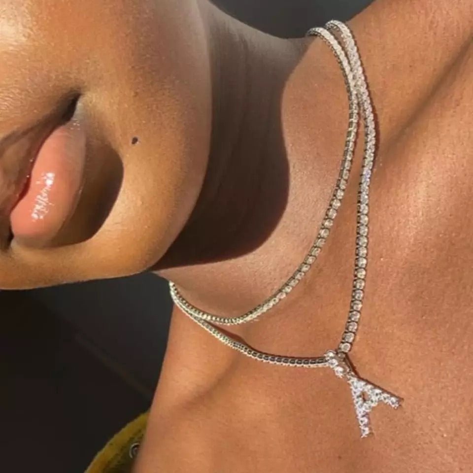 Bling Crystal Necklace (Initial Chain) - Ruth Envision