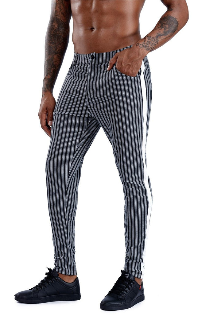 Men's Stylish Slim Fit Plaid Stretch Joggers Urban Wear