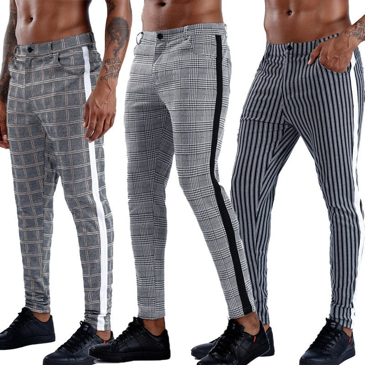 Men's Stylish Slim Fit Plaid Stretch Joggers Urban Wear