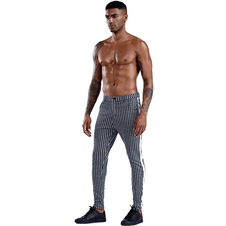 Men's Stylish Slim Fit Plaid Stretch Joggers Urban Wear