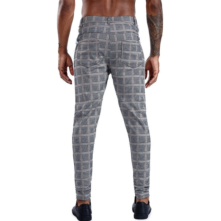 Men's Stylish Slim Fit Plaid Stretch Joggers Urban Wear