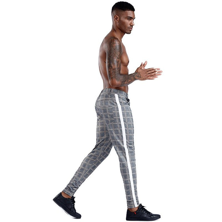 Men's Stylish Slim Fit Plaid Stretch Joggers Urban Wear