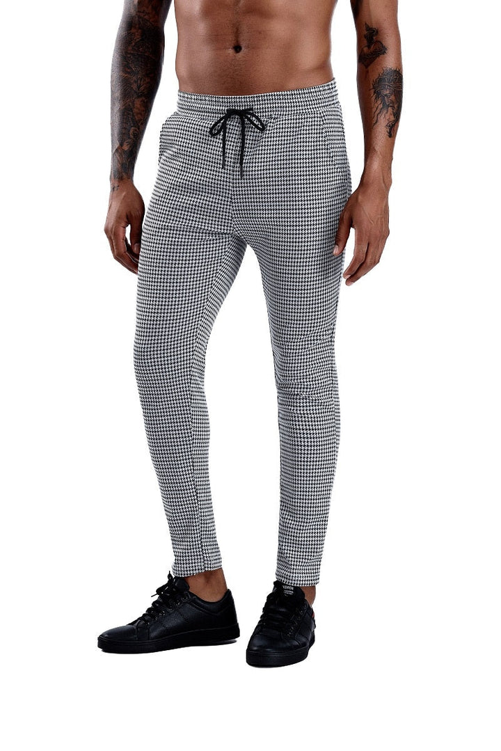 Men's Stylish Slim Fit Plaid Stretch Joggers Urban Wear