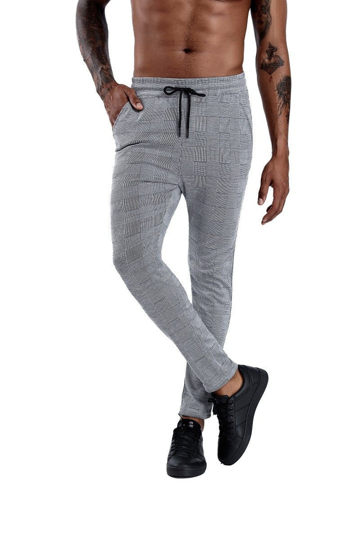 Men's Stylish Slim Fit Plaid Stretch Joggers Urban Wear