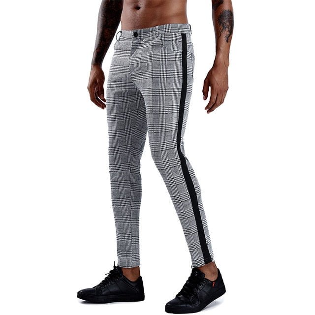 Men's Stylish Slim Fit Plaid Stretch Joggers Urban Wear