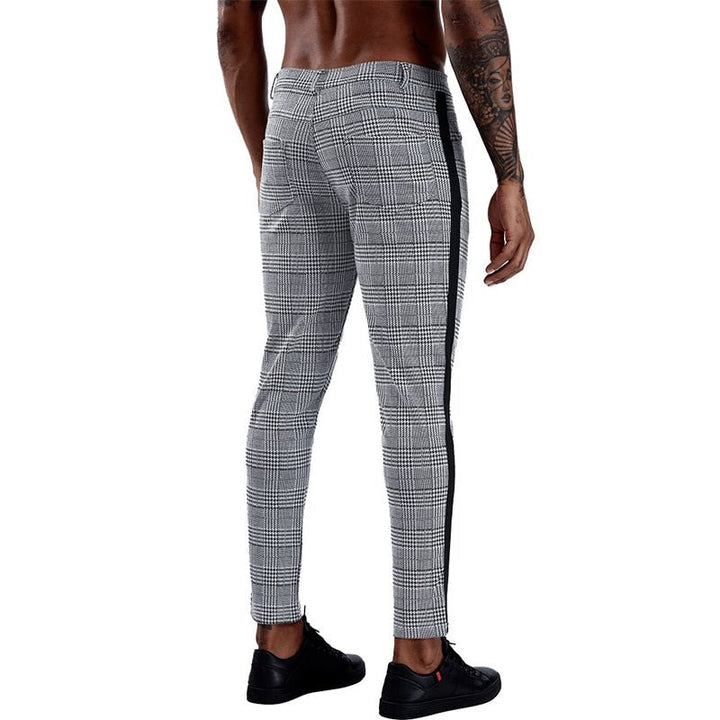 Men's Stylish Slim Fit Plaid Stretch Joggers Urban Wear