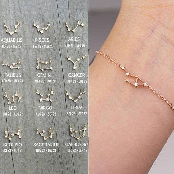 Constellation Simple Bracelets for Women Charm Zodiac Pattern Chain Bangles
