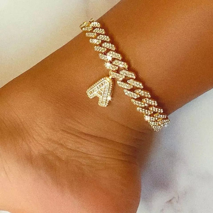 Cuban Style Anklet Rhinestone