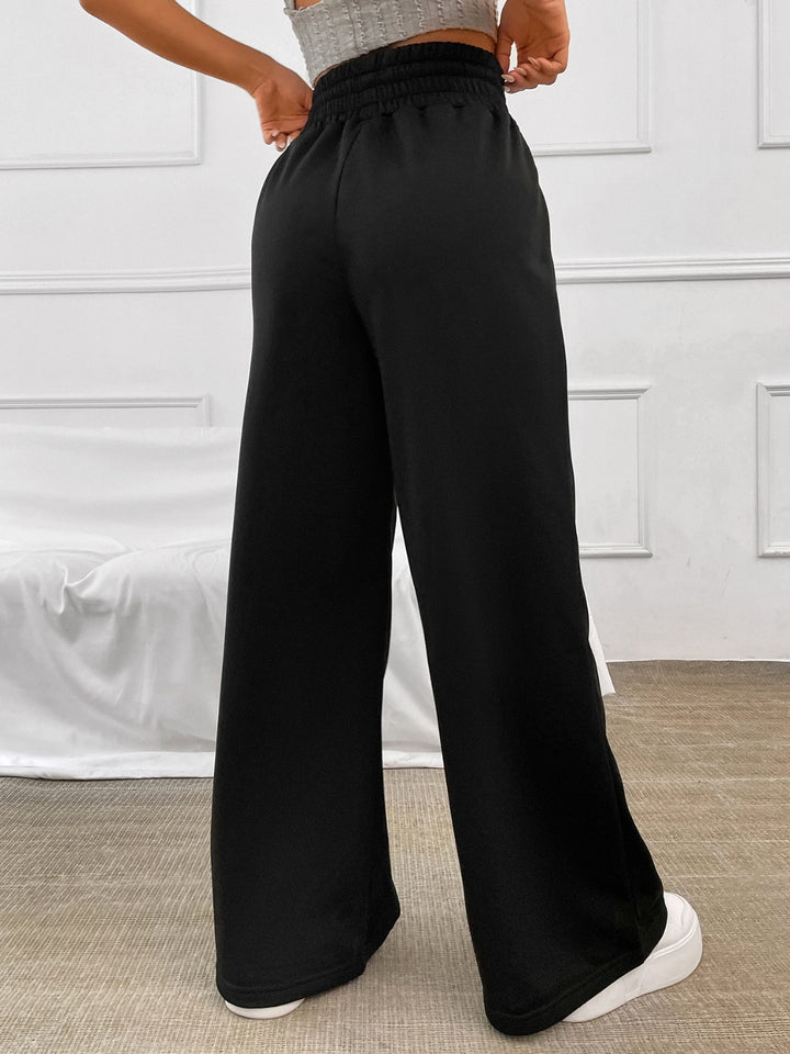 Chic Honey Wide Leg Pants with Adjustable Drawstring Waist