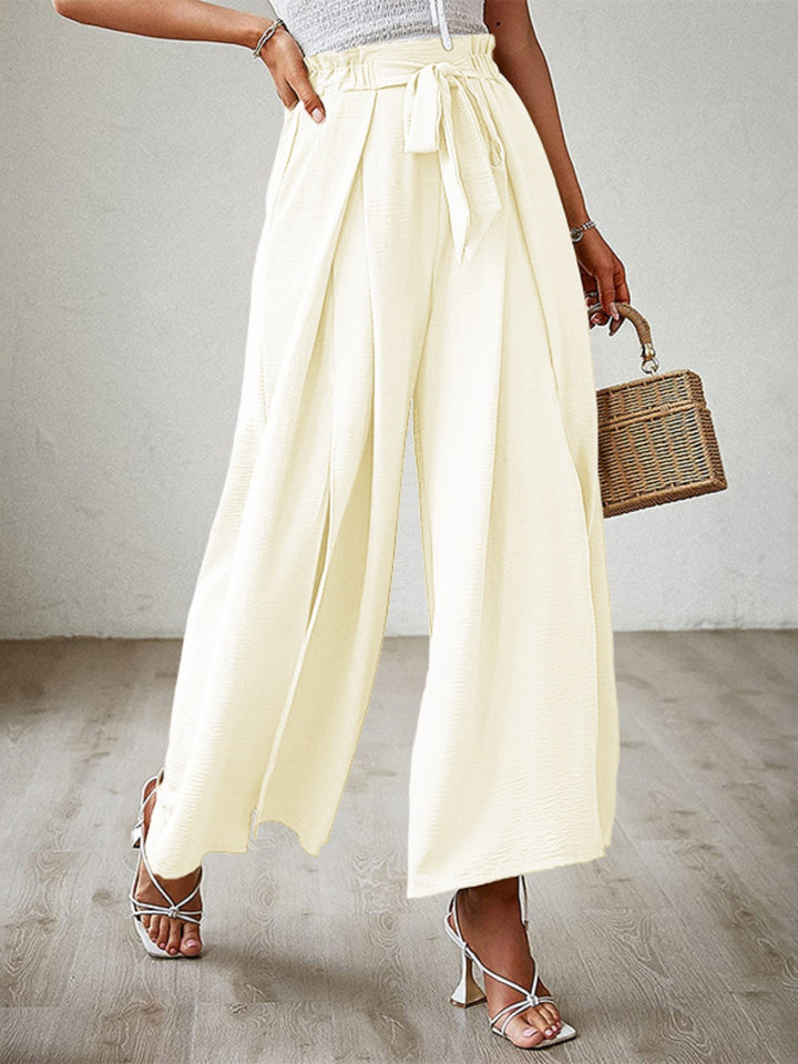 Elegant High-Waisted Trousers with Split Leg Design Chic