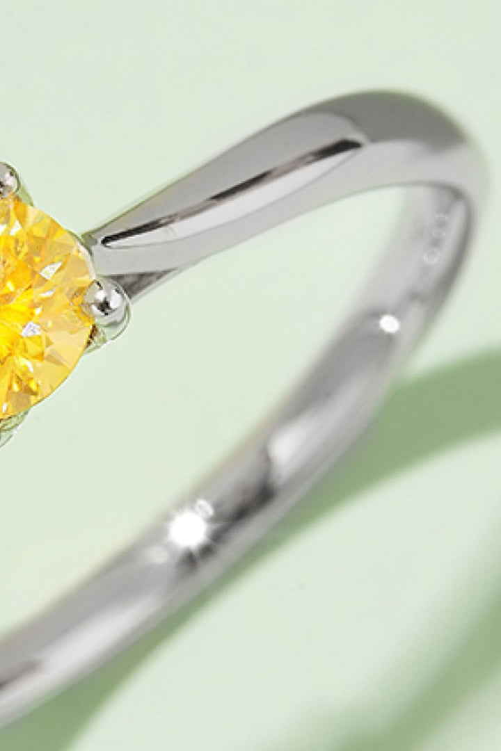 Moissanite Contrast 925 Sterling Silver Solitaire Ring Gift