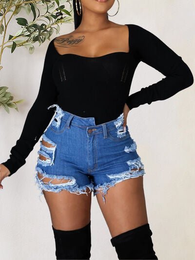 Trendy Distressed Denim Cutoffs with Practical Pockets