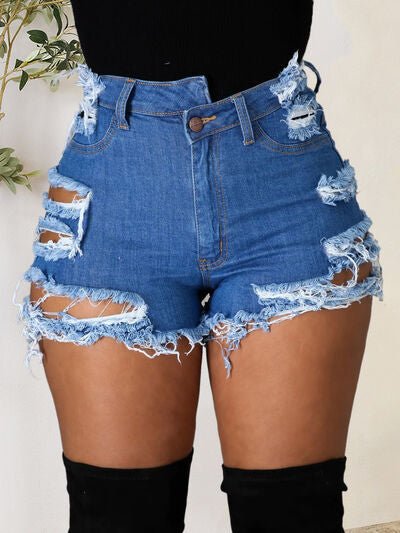 Trendy Distressed Denim Cutoffs with Practical Pockets