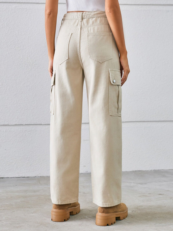 Versatile Adjustable Drawstring Straight Leg Cargo Jeans for All