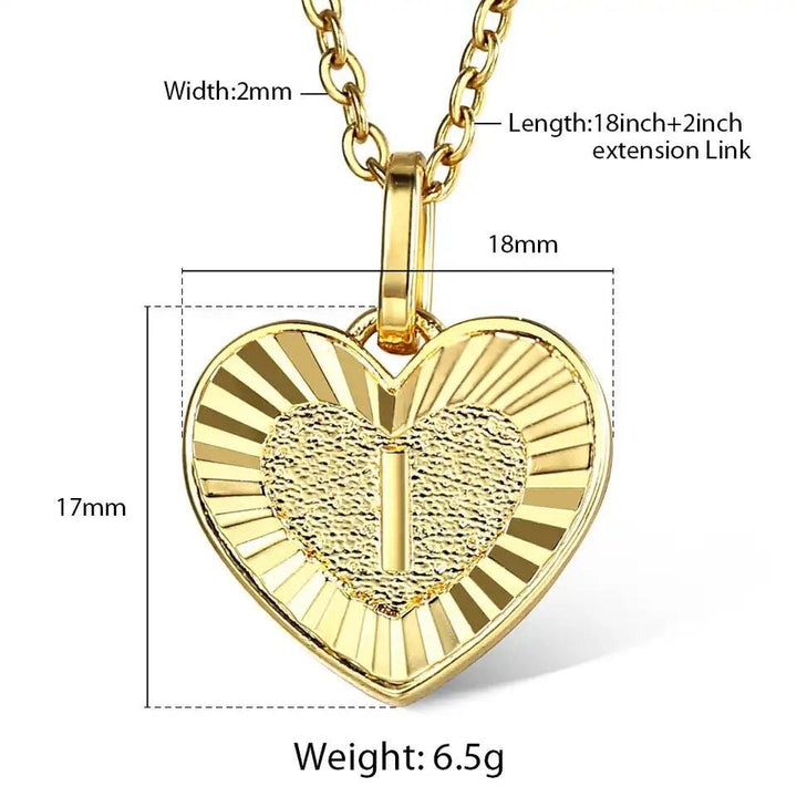 Dual Charm Initial & Heart Necklace Set - Gold-Toned Stainless Steel