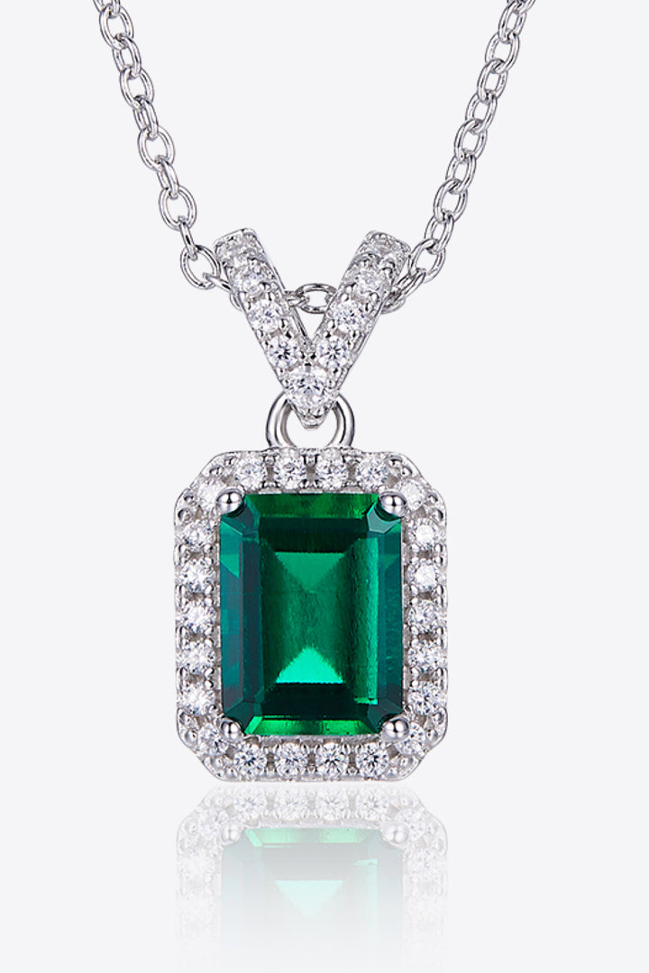 Adored 1.25 Carat Lab-Grown Emerald Pendant Necklace Elegance