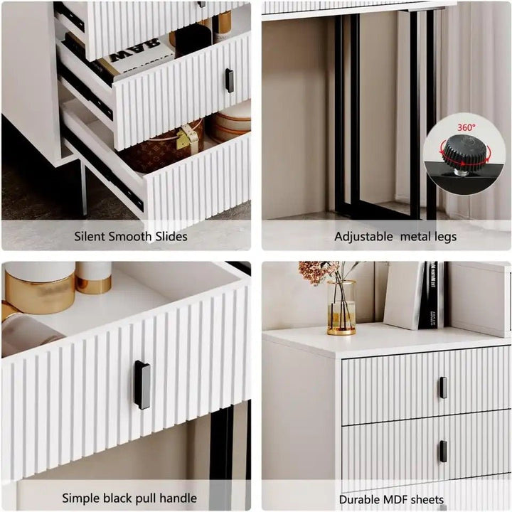 Elegant Vanity Makeup Table Set with Illuminated Mirror and 5 Drawers for Women and Girls