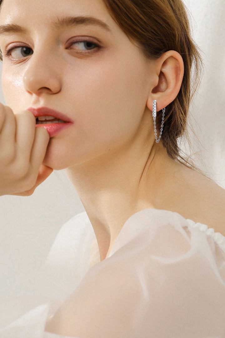 Moissanite 925 Sterling Silver Connected Earrings for Elegance