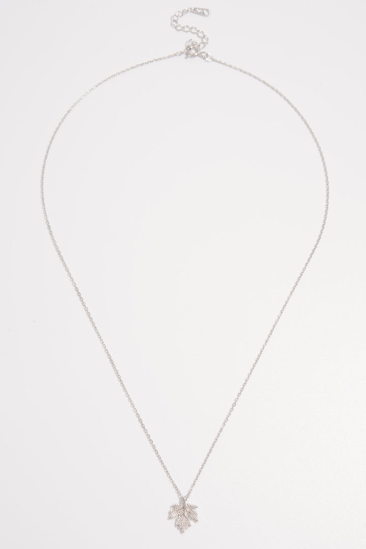 925 Sterling Silver Zircon Maple Leaf Necklace for Women