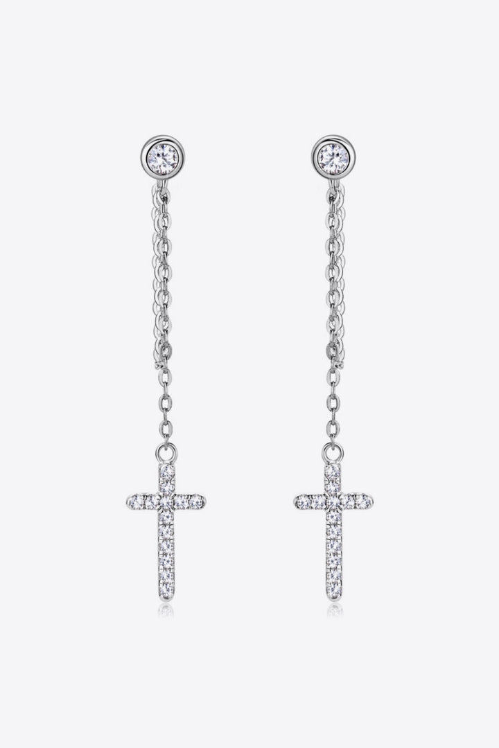 Moissanite 925 Sterling Silver Cross Earrings for Women