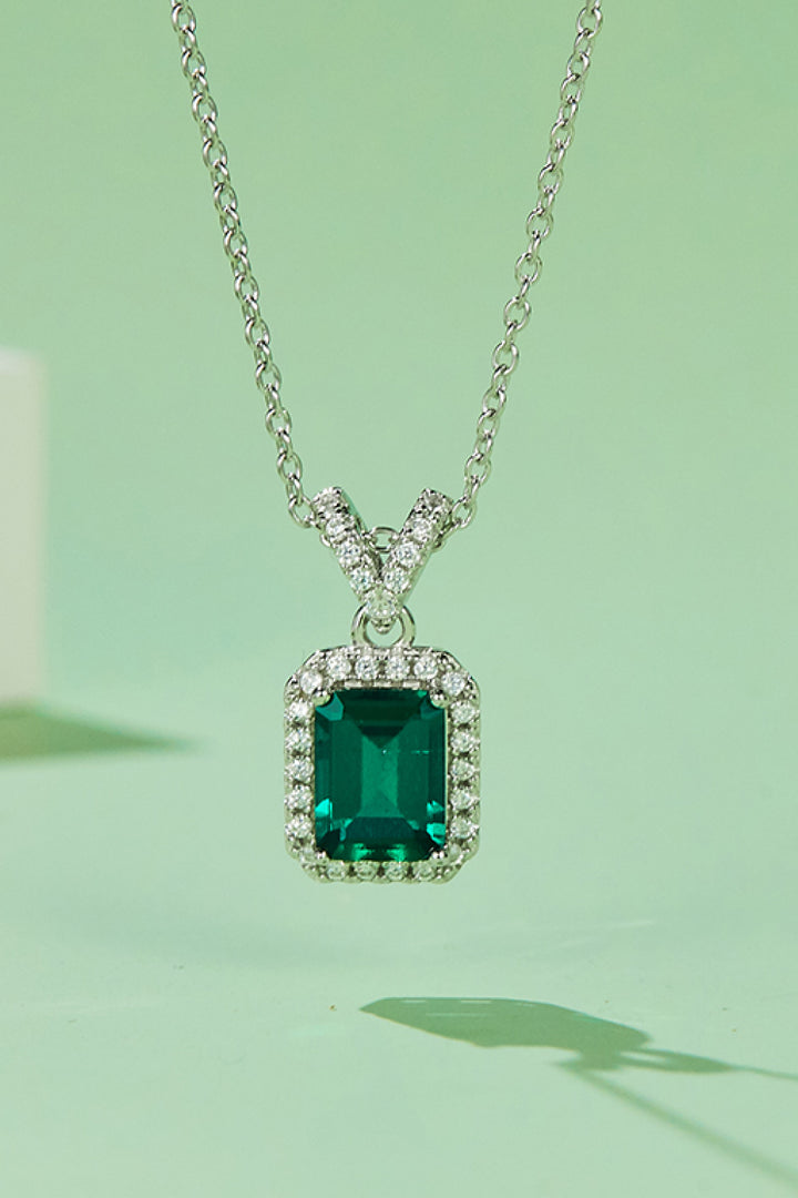 Adored 1.25 Carat Lab-Grown Emerald Pendant Necklace Elegance