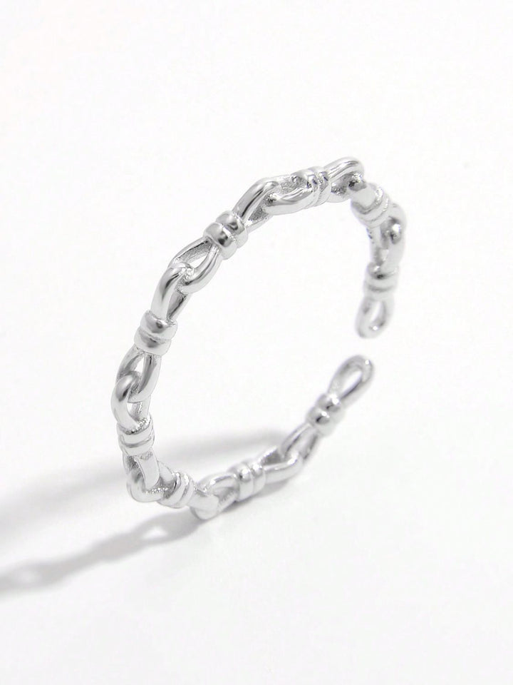 925 Sterling Silver Knot Shape Open Ring for Elegant Style