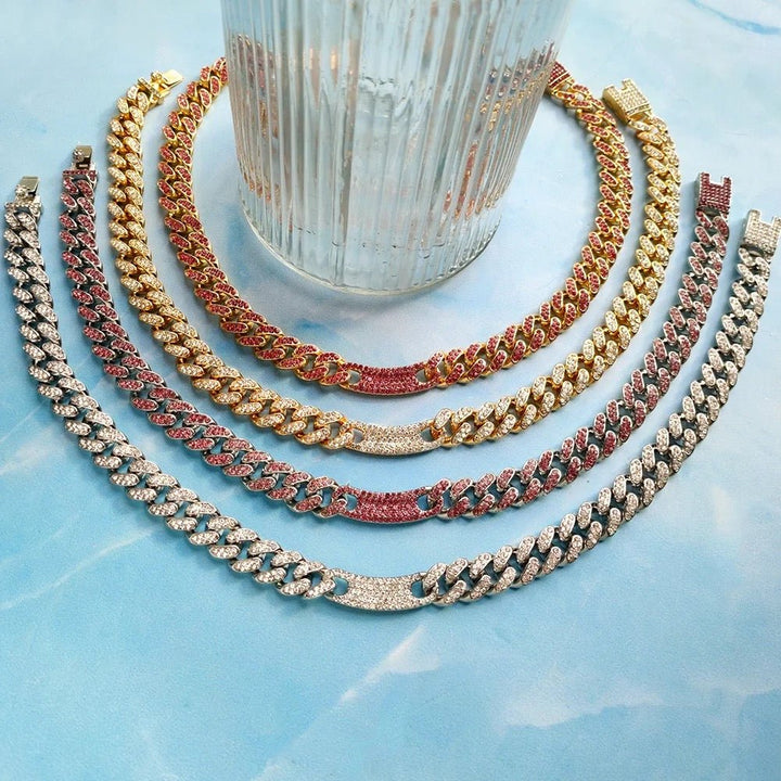 Frosty Rhinestone-Encrusted Miami Curb Cuban Link Chain Necklace