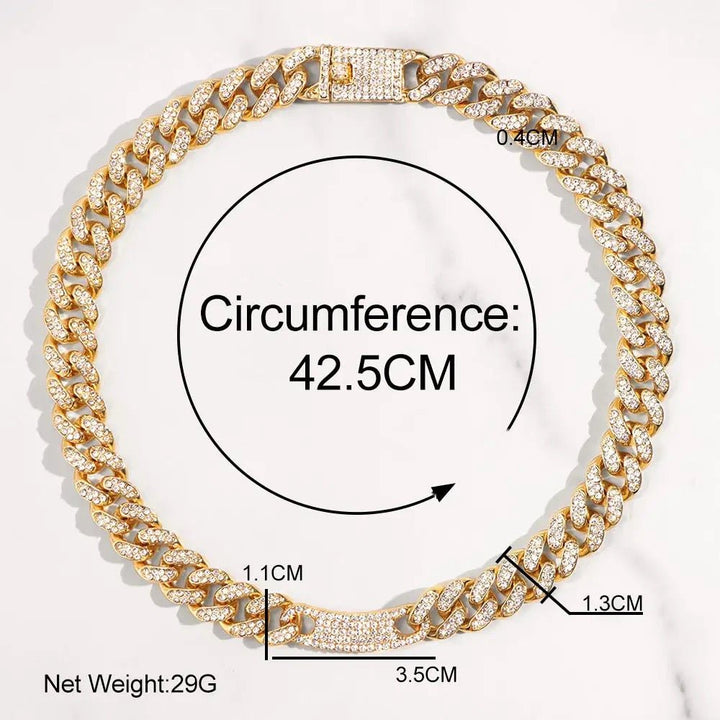 Frosty Rhinestone-Encrusted Miami Curb Cuban Link Chain Necklace