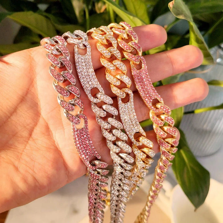 Frosty Rhinestone-Encrusted Miami Curb Cuban Link Chain Necklace