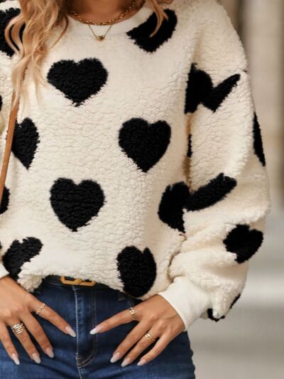 Charming Heart-Decorated Oversized Hoodie for Cozy Style