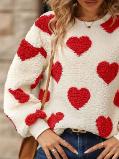 Charming Heart-Decorated Oversized Hoodie for Cozy Style