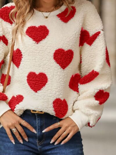Charming Heart-Decorated Oversized Hoodie for Cozy Style