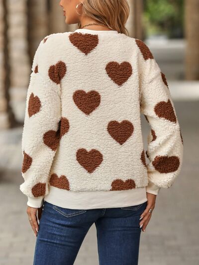 Charming Heart-Decorated Oversized Hoodie for Cozy Style