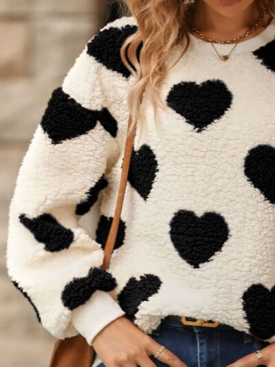 Charming Heart-Decorated Oversized Hoodie for Cozy Style