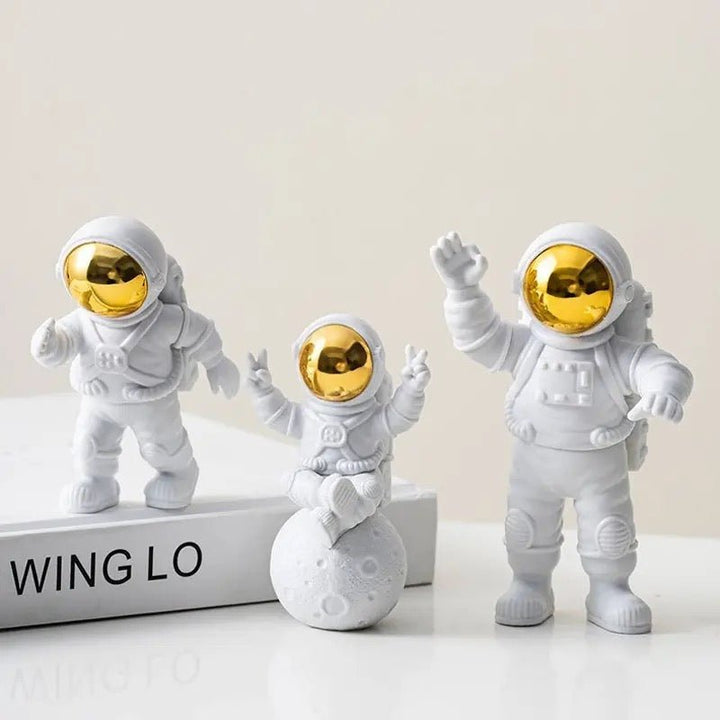 Galactic Explorer Resin Astronaut Trio - Desktop Space Odyssey Figures