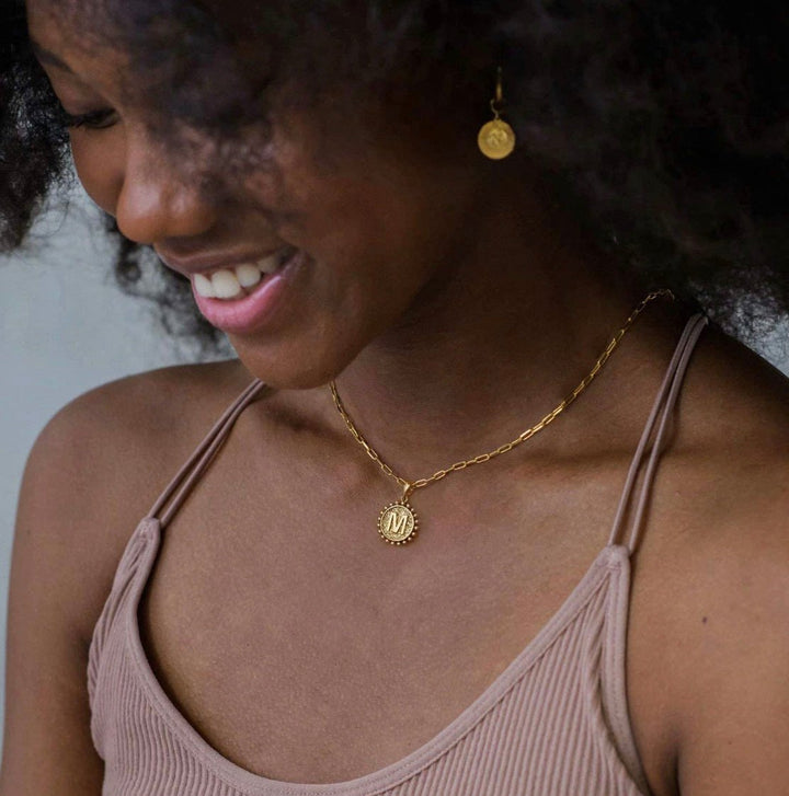 Gold Initial Necklaces for Women Girls, 14K Gold Plated Dainty Layering Paperclip Link Chain