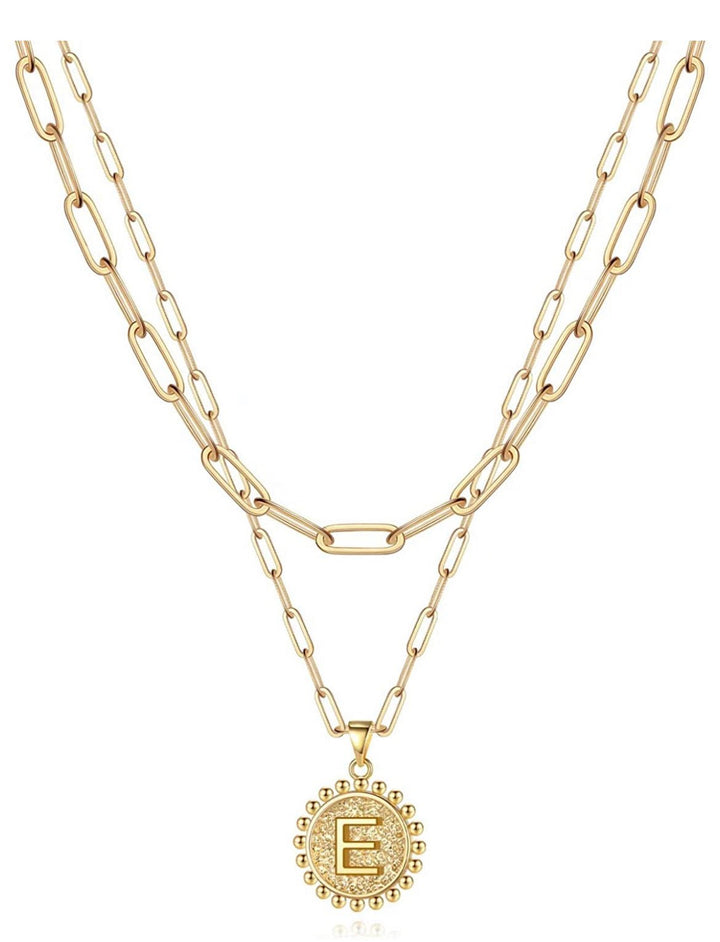 Gold Initial Necklaces for Women Girls, 14K Gold Plated Dainty Layering Paperclip Link Chain