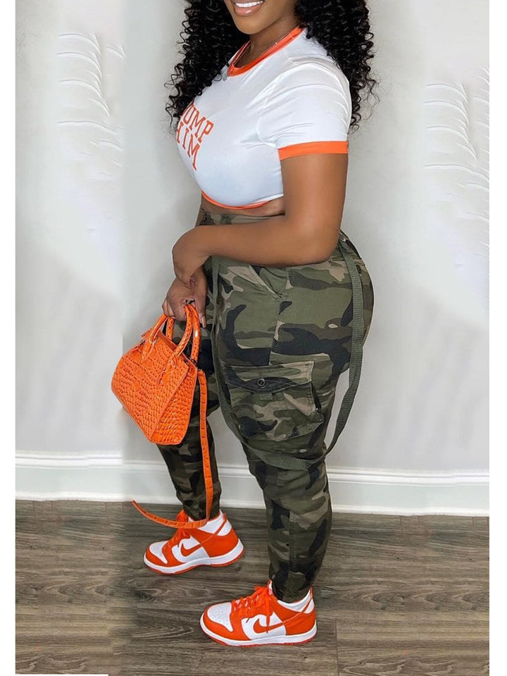 Chic Y2K Green Camouflage High-Waisted Cargo Pants for Women