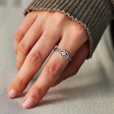 Heart Shape 925 Sterling Silver Ring with Dazzling Zircon