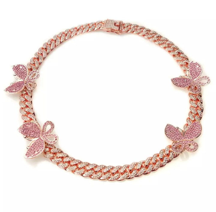 Ice out butterfly necklace Cuban Chain