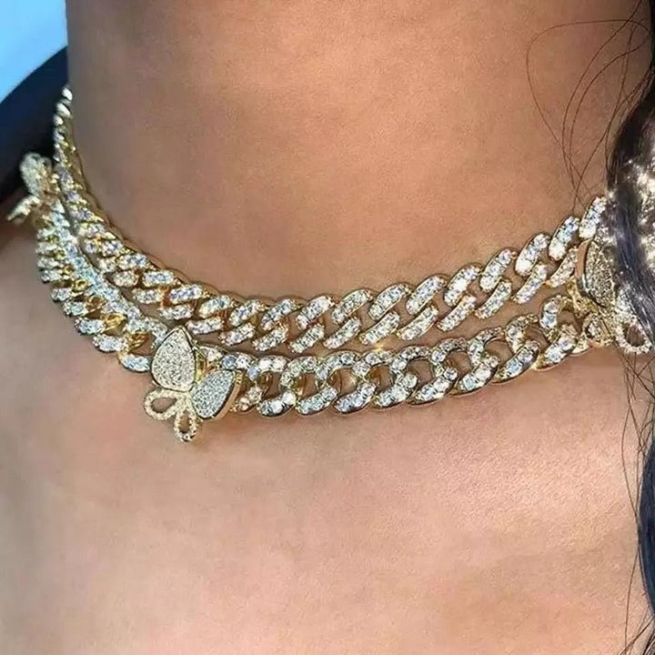 Ice out butterfly necklace Cuban Chain