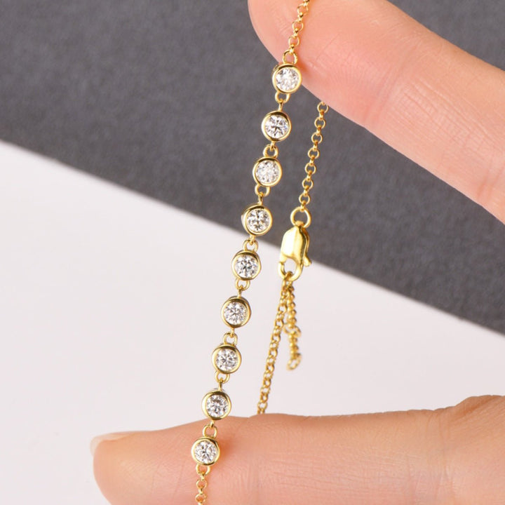 Inlaid Moissanite 925 Sterling Silver Bracelet for Elegance