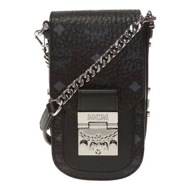 MCM PATRICIA MINI BLACK IN VISETOS LEATHER SHOULDER BAG