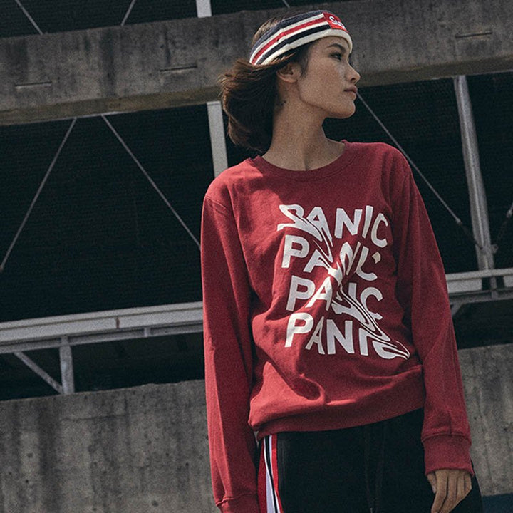 Men's Urban Panic Hip Hop Letter Print Sweatshirt Trendy Style