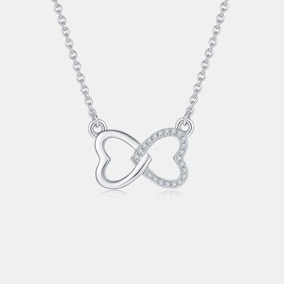 Moissanite 925 Sterling Silver Heart Bow Necklace Charm