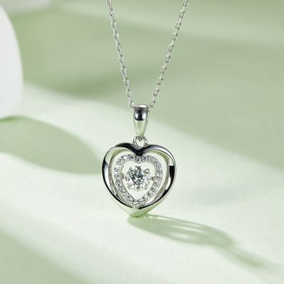 Moissanite 925 Sterling Silver Heart Necklace for Lovers