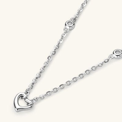Moissanite 925 Sterling Silver Heart Necklace for Elegance