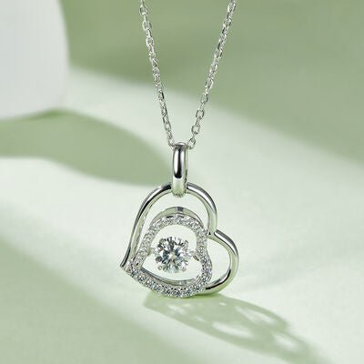 Moissanite 925 Sterling Silver Heart Necklace for Women